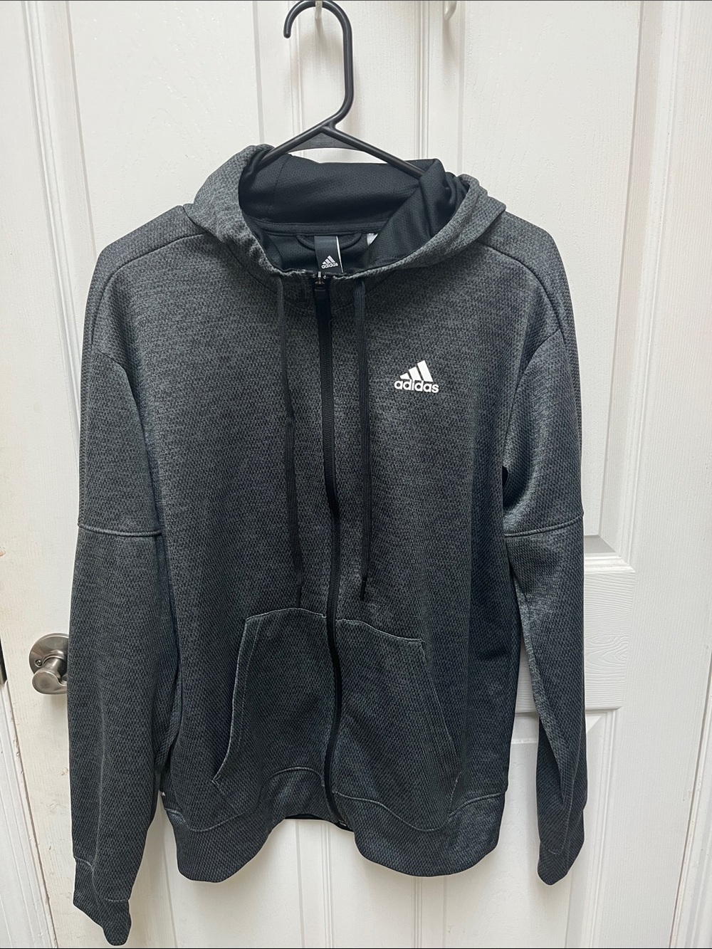 adidas Men’s Charcoal Zip-Up Hooded Sweater